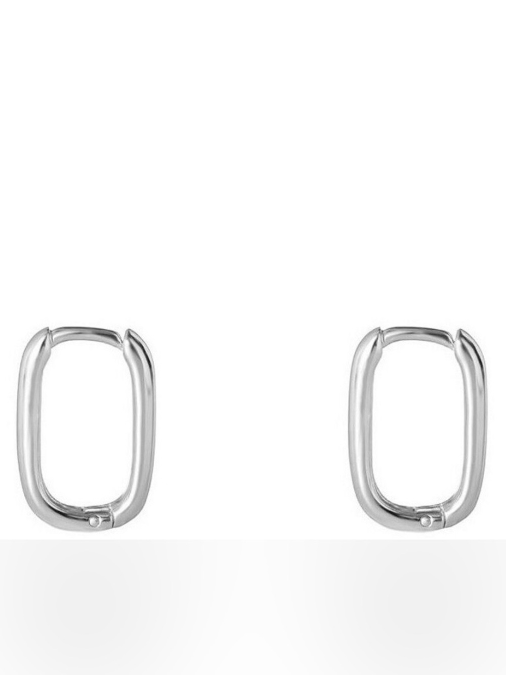 NWT! Argento Vivo sterling silver small oval or rectangular huggie hoop earrings - Picture 3 of 4